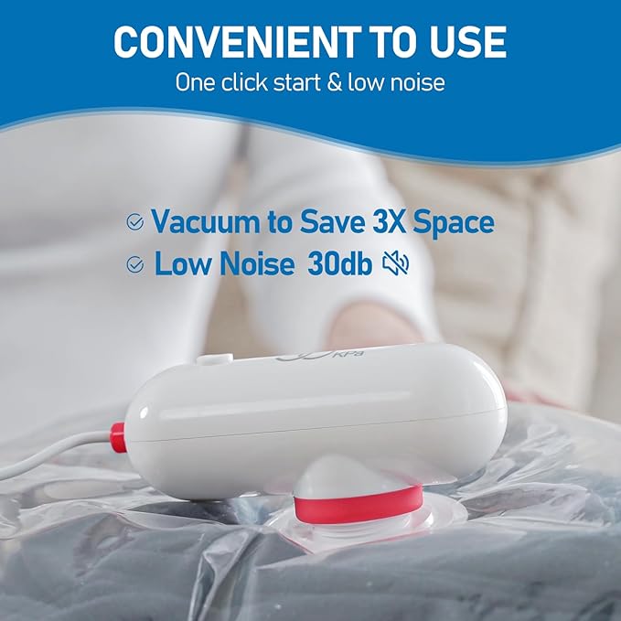 VMstr 9 Pack Travel Vacuum Storage Bags with USB Pump, Vacuum Packing Seal Bags for Luggage, Carry-on Size Space Saver for Clothes and Clothing Travel