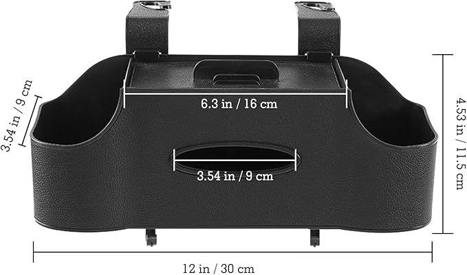 Back Seat Car Organizer, Upgraded Multifunctional Car Storage Box, Hanging Back Seat Storage Organizer, with Phone Holder, Tissue Box, Cup Holders, Hooks (Type B - Black)
