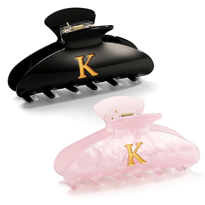 CWJCYTNSN 2 PCS Hair Claw Clips for Women Non-slip Black Pink Claw Clips for Thick Thin Hair Stylish K Hair Clips Elegant Hair Accessory Girls