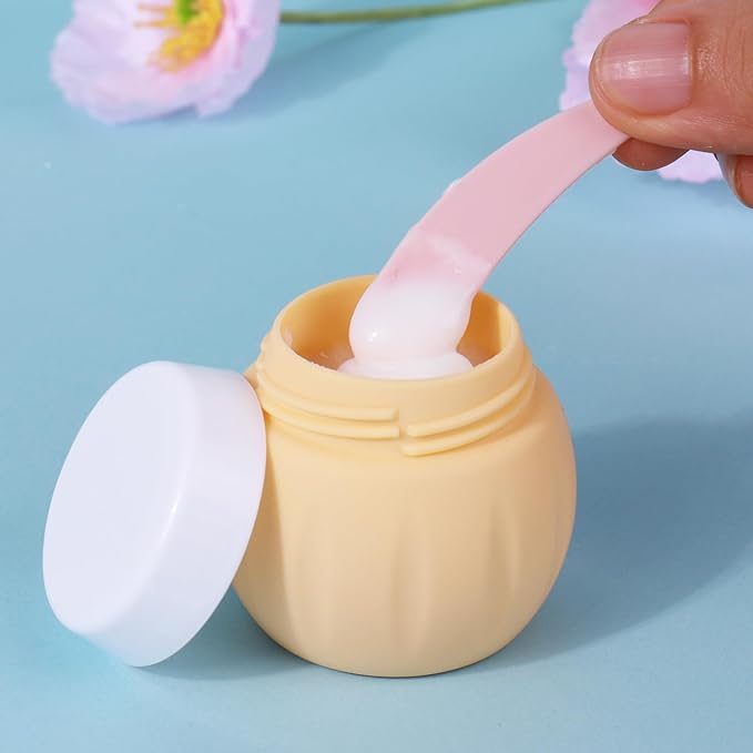 Travel Containers for Toiletries, GLAMFIELDS TSA Approved 1.7oz 50ml Travel Size Silicone Cream Jars BPA Free, Leak-proof Travel Essentials with Lid for Cosmetic Face Hand Body Cream Apricot (4 Pack)