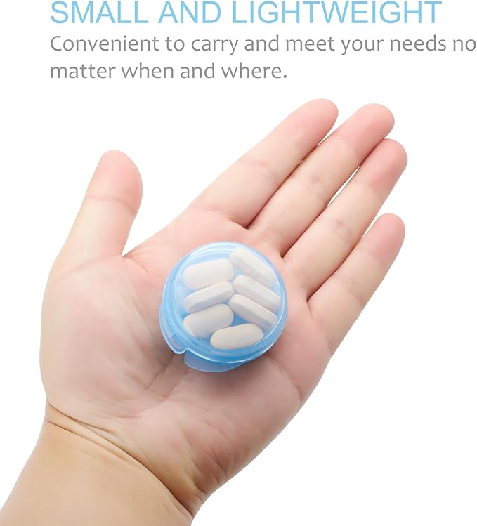 Small Pill Case for Purse Pocket (6 Pack), Double-Layer Pill Box, Portable Medicine Organizer Travel Pillbox, Cute Pill Container Holder,Multifunctional Mini Storage Box (Blue)