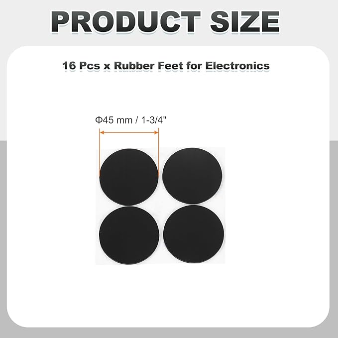 PATIKIL Non Slip Furniture Pads 1-3/4" (45mm x 2mm), 16 Pcs Adhesive Backed Round Rubber Feet Anti-Scratch Rubber Furniture Grippers for Hardwood Floor Electronics Bed Drawers DIY