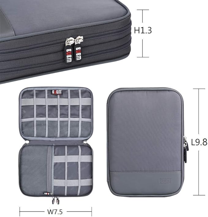 Electronic Cable Organizer Bag - Portable Travel Double Layers Electronic Digital Accessories Storage Pouch Bags for SD Card Case, USB Flash Drive, Charging Cords, USB Charger, Mini Tablet