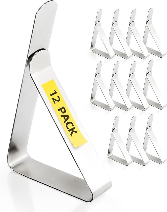 12 Pack Tablecloth Clips - Heavy Duty Picnic Table Clips, Stainless Steel Tablecloth Cover Clamps, Tablecloth Holders Ideal for Restaurant Picnics