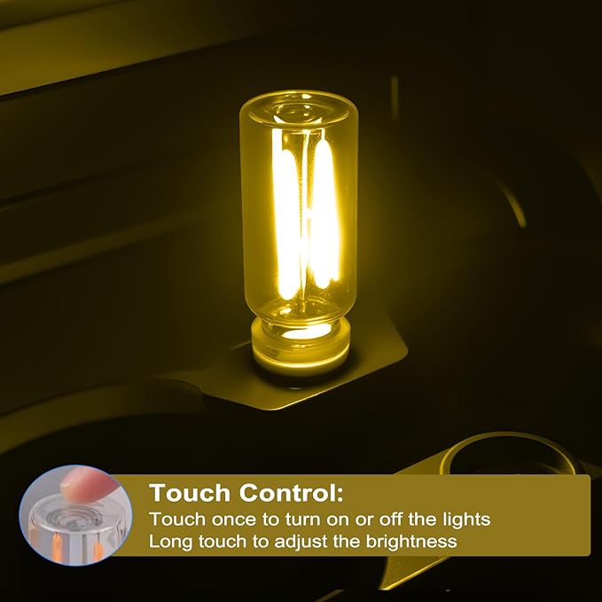 2 PCS USB Car Interior Lights, Plug-in Retro Car Atmosphere Lamps with Touch Adjustment, Portable Mini Nightlights, Universal Ambient Lighting Kits for Vehicle Interior Accessories (Yellow)