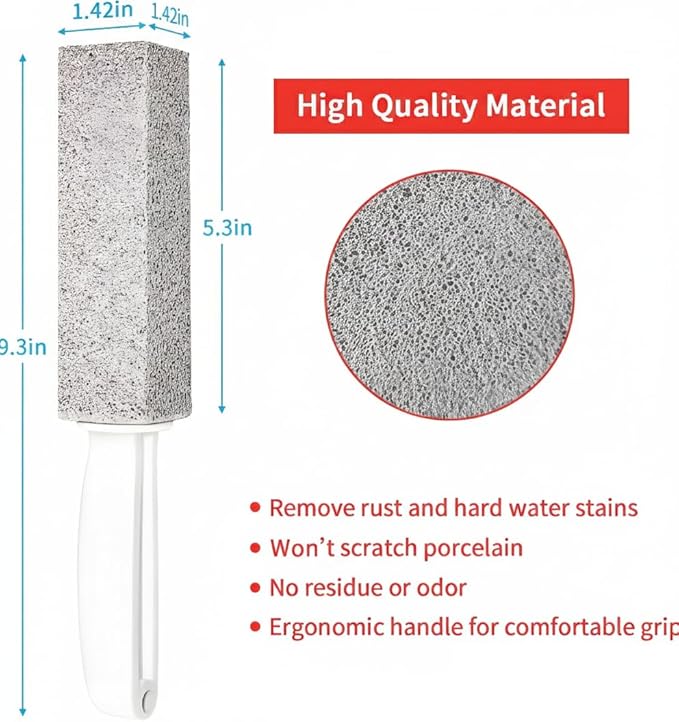 Bexter 6 Pack Pumice Stone Toilet Cleaner with Handle – Bulk Value Hard Water Ring & Stain Remover for Toilet Bowl, Sink, Pool, and Bathroom – Heavy Duty, Non-Scratch Cleaning Tool