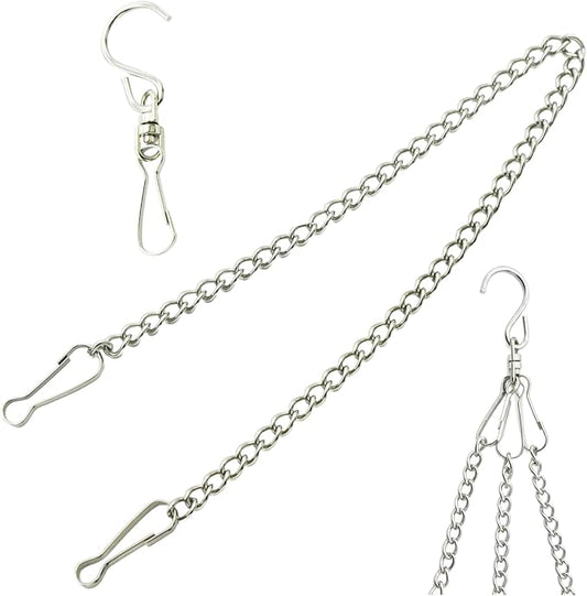 10 Pcs Fine Hanging Chain(1.2mm Dia.) Small Hang Bracket Decorative Replacement Link Chains Hooks for Sign Planter Bird Feeders,10 inch Long Stainless Chains and 5 Pcs Swivel S-Hooks