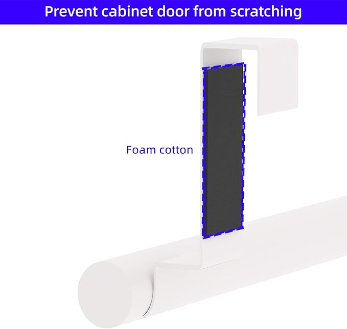 Qflushor Over Cabinet Towel Bar, Stainless Steel Dish Towel Holder for Cupboard Door, White, 2 Pack