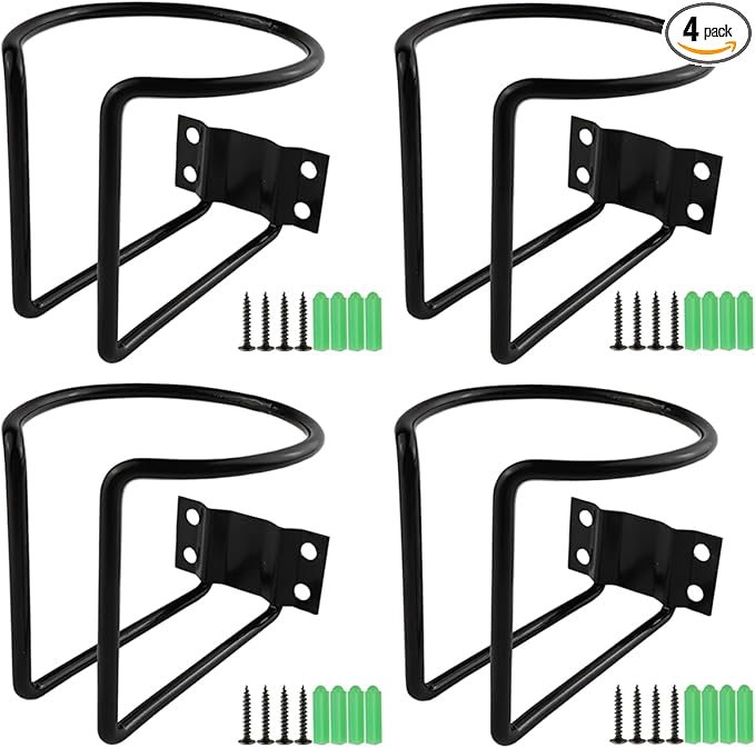 TIHOOD 4PCS Boat Ring Cup Holder Stainless Steel, Wall Mounted Cup Drink Holders for Boat, Universal Cup Holders for Marine, Yacht, Truck, RV, Trailer, Installs on Walls and Rails