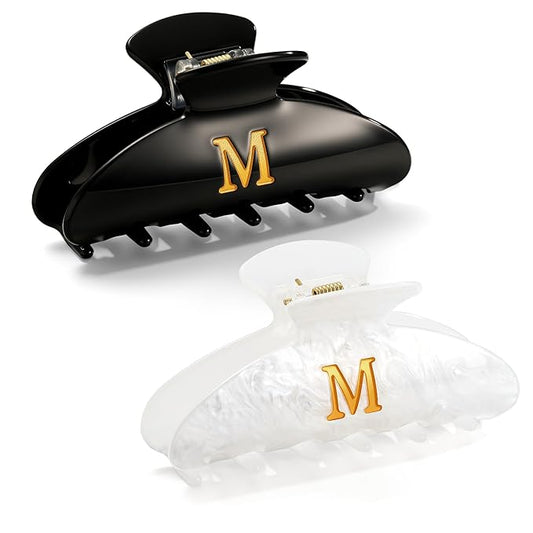 CWJCYTNSN 2 PCS Hair Claw Clips for Women Non-slip Black White Claw Clips for Thick Thin Hair Stylish M Hair Clips Elegant Hair Accessory Girls