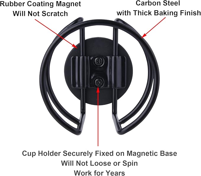 Strong Magnetic Cup Holder, Fully Covered Anti Drop Drink Holder, Horizontal or Vertical Mount on Metal Surface, Portable Magnet Bottle Holder for Bus Tractor Truck Mower Refrigerator 1 Pack