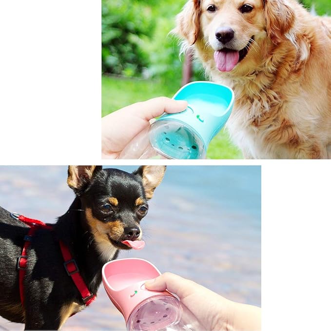 550 ml / 18.6 oz Portable Dog Water Bottle, Water Bottle with Drinking Feeder for Dogs, Water Dispenser for Dogs in Walking, Hiking & Traveling (White)