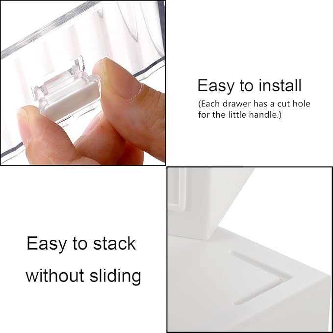 Hacaroa 3 Tier Mini Desk Organizer with 6 Drawers, Plastic Desktop Drawers Storage Box, Stackable Makeup Organizer Craft Storage Case for Office, School, Bathroom, Detachable Design, White