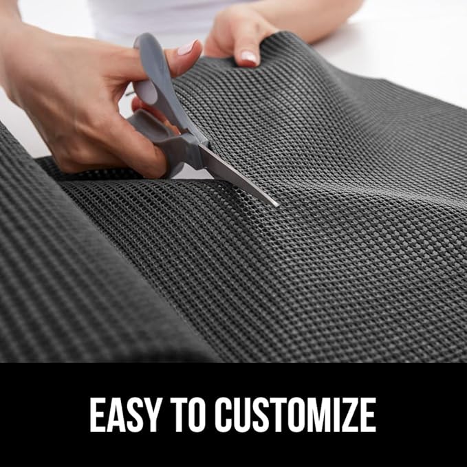 GORILLA GRIP powerGRIP Drawer Shelf and Cabinet Liner, Thick Strong Hold, Non-Adhesive Liners Protect Kitchen Cabinets and Cupboard, Bathroom Drawers, Easy Install, Breathable Mat, 20" x10', Charcoal