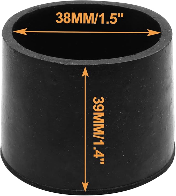 Piutouyar Round PVC Rubber Furniture Covers, 38mm / 1.5 Inches Table Chair Leg Tip Protectors, Non-Slip End Cap for Protect Surfaces, Black (16Pcs)