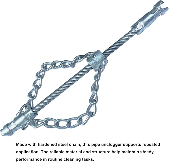 Flex-Shaft Sewer Descaling Chain, 16mm Drill-Powered Drain Cleaner, Hardened Steel Pipe Unclogger for Kitchen Sink, Bathtub, Toilet & Shower Drain, Reusable Pipeline Maintenance Tool