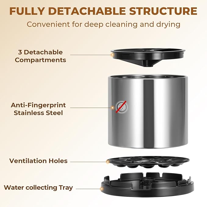360° Rotating Kitchen Silverware Caddy, Stainless Steel Utensil Holder for party Counter with 3 Compartments, Cooking Flatware Organizer Spoon Spatula Tool Cutlery Container (Silvery, Medium)
