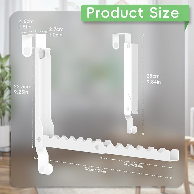 Over The Door Hooks, Extended Over The Door Clothes Hanger with 11 Ridges, Space-Saving Over The Door Rack Door Hooks for Hanging Clothes, Larger Capacity Over The Door Hanger, Upgraded Version.