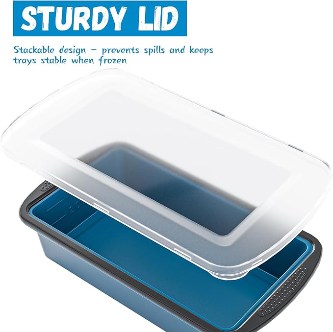 GORCI Silicone Freezer Tray With Lid, 2 Large 4 Cup Large Soup Freezer Molds Container for Meal Prepping, Ice Cube Tray, Perfect for Storing Leftovers, Sauces, Lasagna, 2-Pack