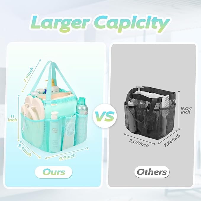 Mesh Shower Caddy Portable, Dorm Room Essentials for College Students Girls and Guys, Blue Large Capacity Shower Bag for Bathroom, Camping, Gym