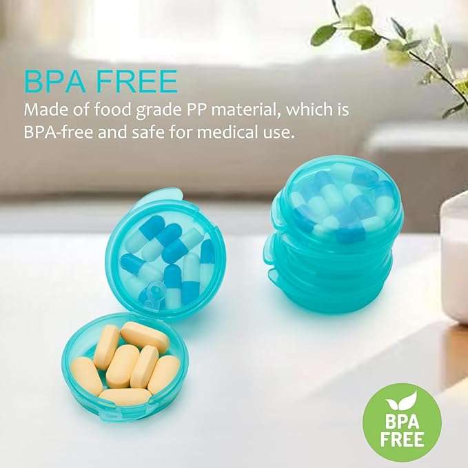 Small Pill Case for Purse Pocket (6 Pack), Double-Layer Pill Box, Portable Medicine Organizer Travel Pillbox, Cute Pill Container Holder,Multifunctional Mini Storage Box (Green)