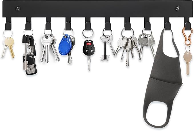 Magnetic Key Holder for Frideg,Heavy Duty Strong Magnetic Key Hanger with 10 Hooks for Refrigerator,Magnetic Key Holder Wall Mount for Metal Surface in Entryway,Garage,Pantry,Washing Machine