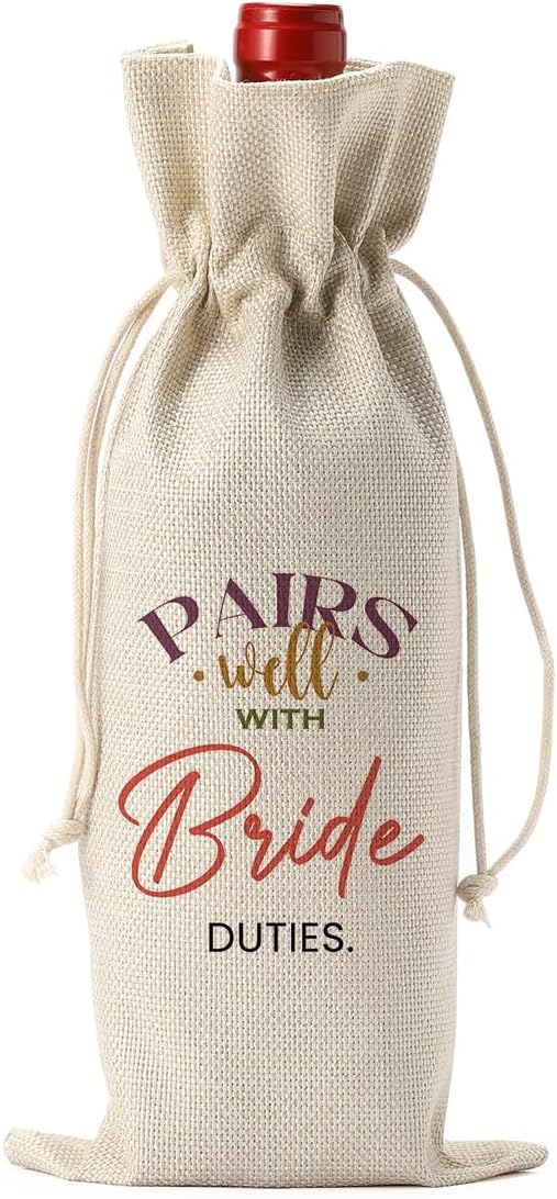 FBCCZEY Bridal Shower Wedding Gifts Wine Bag for Bride To Be Gifts Bridal Shower Party Favors WineBags Pairs Well with Bride Duties Wine Bottle Bag