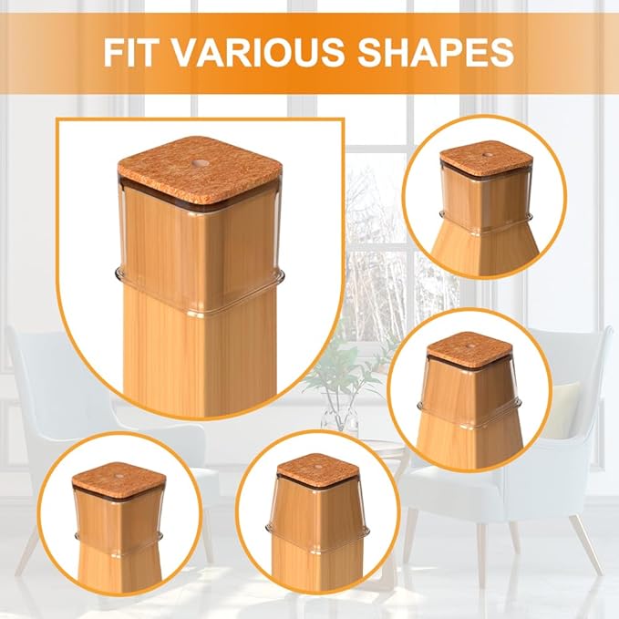 24 Pcs Chair Leg Floor Protectors for Hardwood Floors Square Silicone Covers to Protect Wood Tile Floors Felt Pads Furniture Leg Caps Anti-Scratch Reduce Noise (Fit:1-1/16" to 1-5/8")