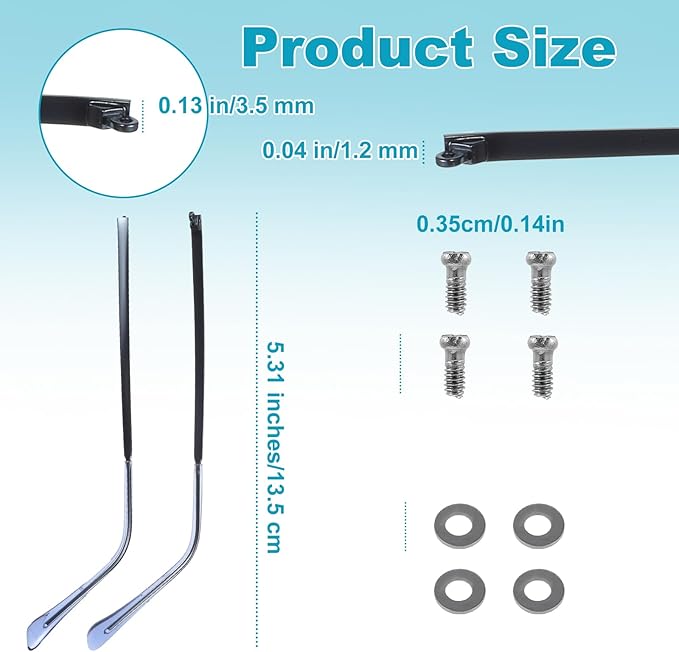 1 Pair Universal Glasses Repair Kit with Screws & Screwdriver Arm Replacement Eyeglass Screws Repair Kit Eye Fixing Screwdriver Eyeglasses Screw Legs Replacement Parts(Blue)