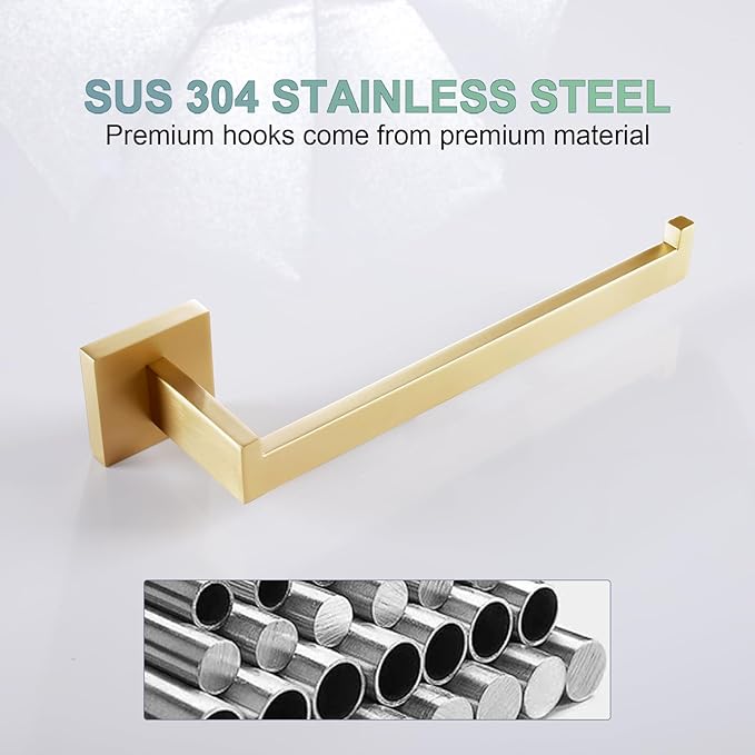 KOKOSIRI Towel Bar Gold Hand Towel Holder for Bathroom Kitchen Hardware Stainless Steel Wall Mounted, Brushed Gold, B3003BG