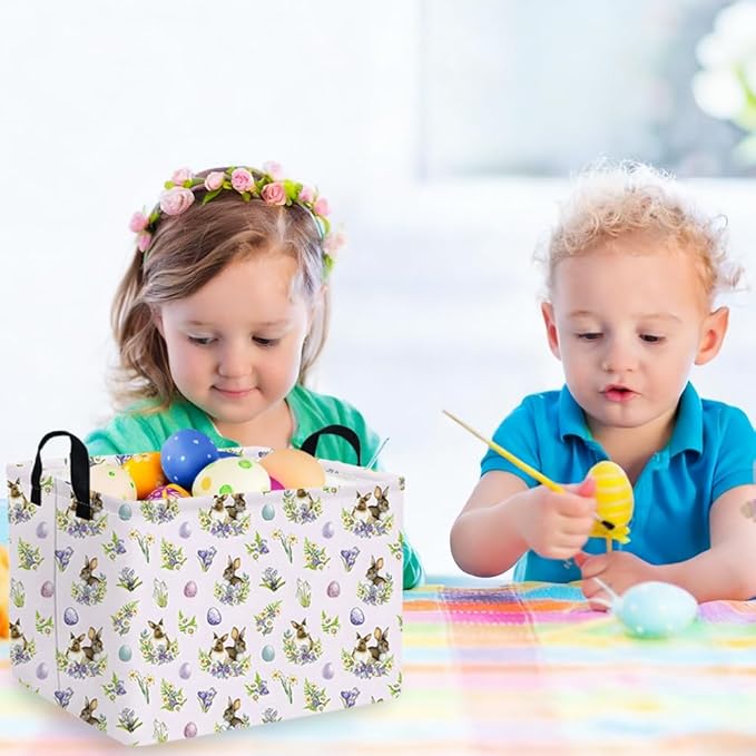 Rectangular Cute Easter basket,Easter basket empty,Storage Basket for baby Bedroom,Toy Gift Organizerm,Kids Storage Bin,Gift baskets,Easters Home Decor(Purple Easter egg)