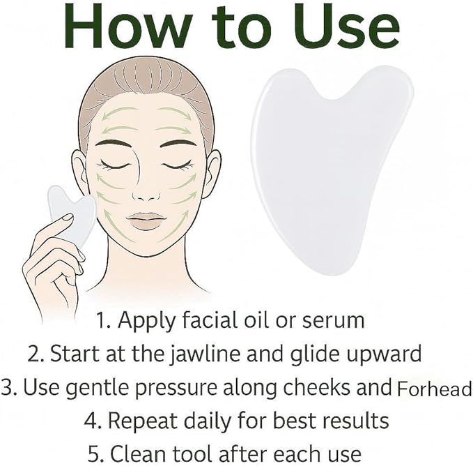 Gua Sha Facial Tool and Jade Roller Set –Anti-Aging Tools for Lymphatic Drainage, Puffiness, Wrinkles, and Relaxation – Skincare Tool for Face and Neck (White)