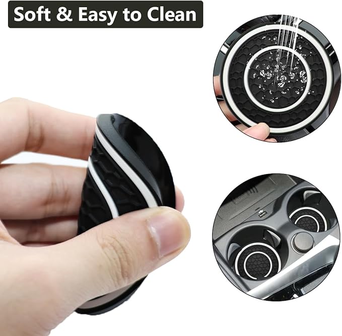 Car Cup Coaster Universal Automotive Waterproof Non-Slip Cup Holders Sift-Proof Spill Holder Car Interior Accessories 4 Pack Black & White