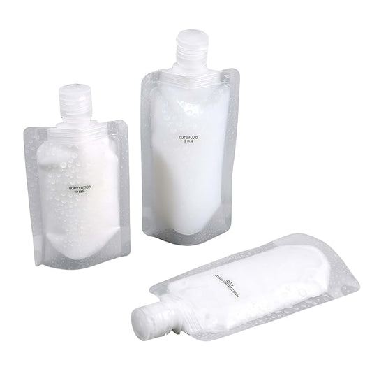10 Pack Travel Pouches for Toiletries, Portable Containers, Stand-Up Pouch, Refillable Travel Accessories for Shampoo Conditioner (30ML/1OZ/10 Piece)