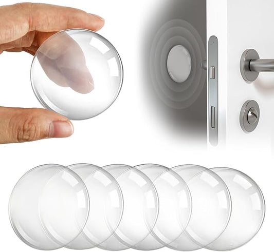 1.6" Wall Door Handle Stopper, 12PCS Clear Self Adhesive Wall Protector Rubber Door Bumpers, Solution for Stopping Damage from Doors Knobs, Shock Absorbent and Noise Reduction