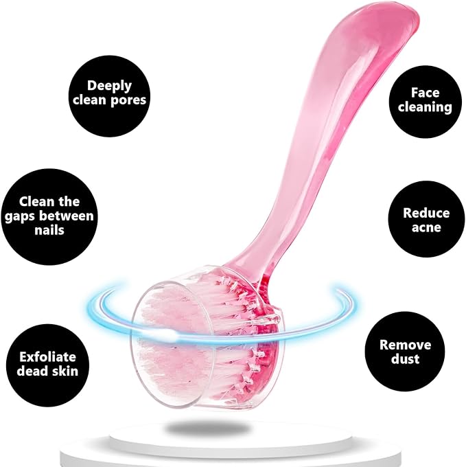 3 Pcs Facial Cleansing Brush, Manual Face Brushes for Cleansing and Exfoliating, Face Scrubber to Massage, Deep Pore Exfoliation, Makeup Remove and Skin Care with Soft Bristles, Clear Pink