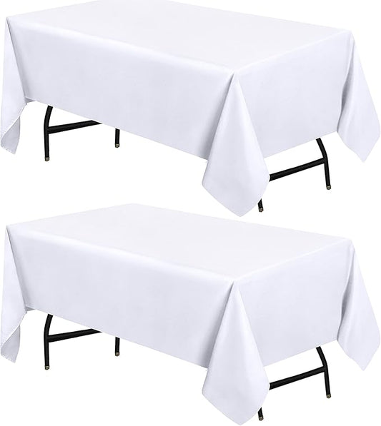 Utopia Kitchen Rectangle Table Cloth 2 Pack(60x84 Inches, White), Tablecloth Machine Washable, Polyester Table Cover for Dining, Buffet Parties, Picnics, Events, Weddings and Restaurants