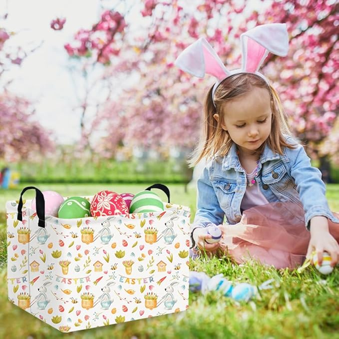 Rectangular Easter basket,Easter basket empty,Kids Storage Baskets for kids Bedroom,Gift bin,Kids Storage Bin,Easters gift baskets,Kids home Decor(Bee Easter egg)