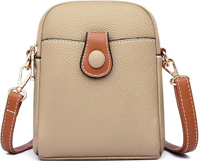 Mudono Small Crossbody Bag for Women Genuine Leather Cell Phone Purse Lightweight Shoulder Bag Vintage Daily Wallet Bag