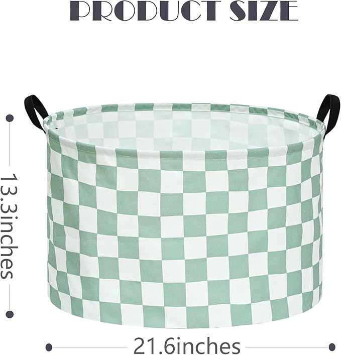 Checkered Storage Basket Extra Large 80L Kids Hamper Baby Laundry Basket Waterproof Toys Car Organizer Collapsible Canvas for Home/Dorm/Pet/Office/Closet/Shelf/Gift Baskets