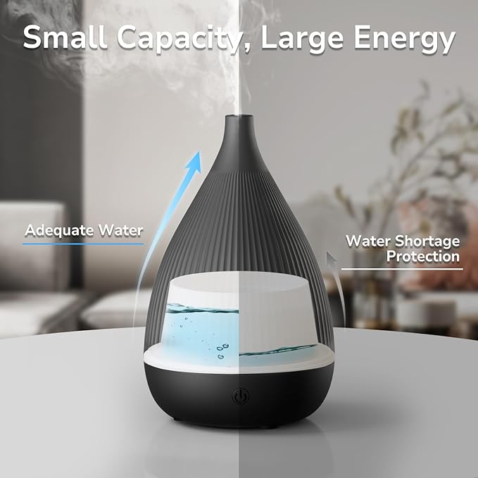 Ultrasonic Essential Oil Diffuser, Home Fragrance Aroma Diffuser with Auto Shut-Off, Color Change Night Light & Ultra-Quiet Operation, BPA-Free Portable Aromatherapy Humidifier for Home (Black)