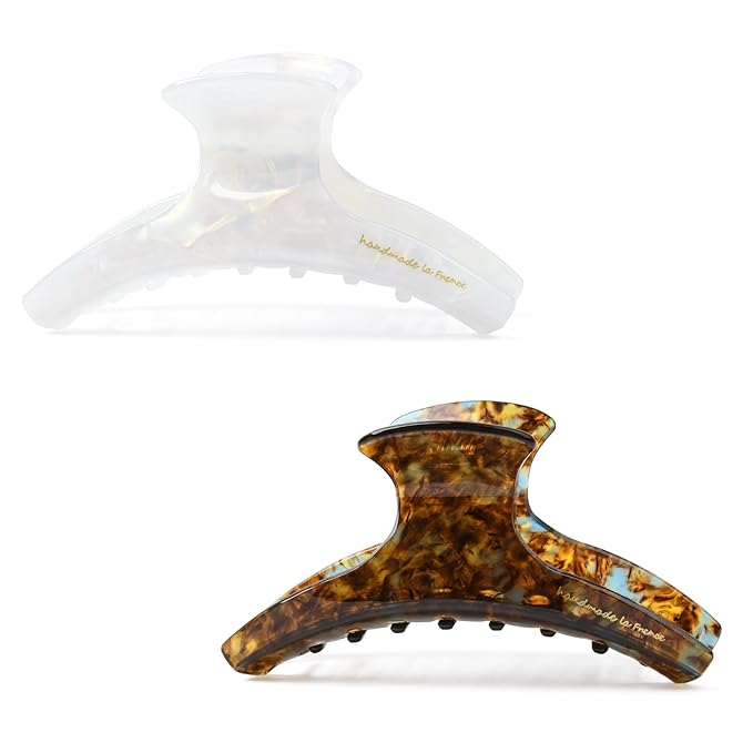 2 Pack Hair Claw Clips Women Large Tortoise Hair Clip French Design Barrettes Celluloid Leopard Print Accessories Jaw Clips for Thick Hair