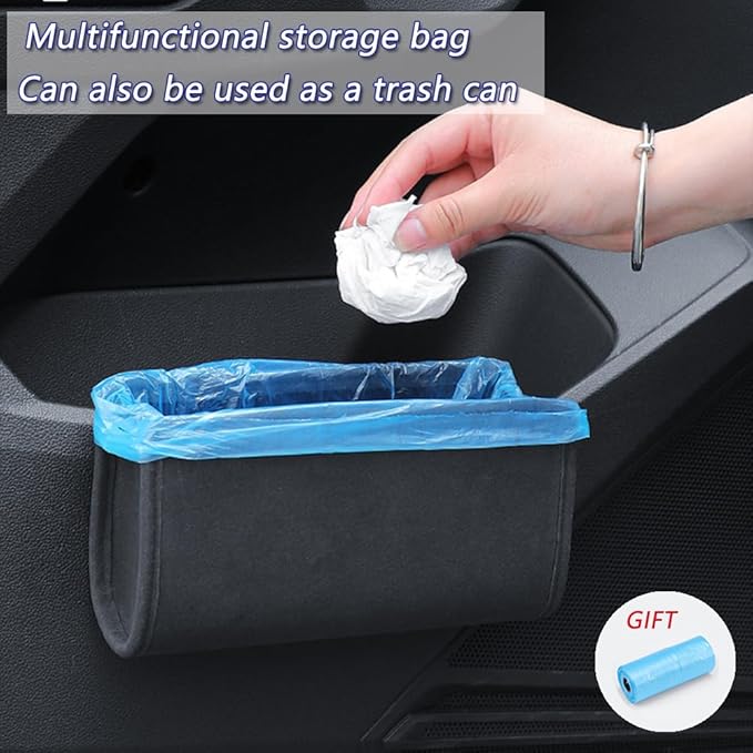 Tumecos 2Pcs Multifunctional Storage Box, Car Trash Can, Auto Door Side Organizer, Large Capacity Storage Bag, Back Seat Storage Pocket, Car Accessories Organizer Box (Style A)