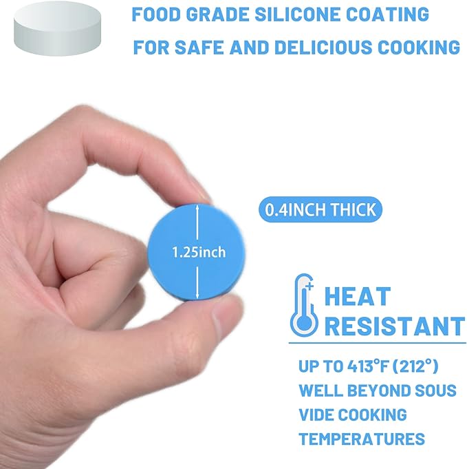 T-mark 4/12 Pack Sous Vide Magnets, Keep Bags Submerged and in Place-Prevent Floating Bags and Undercooking Food Safe Silicone and Stainless Steel Better Performance than Magnets, Clips or Rack(12