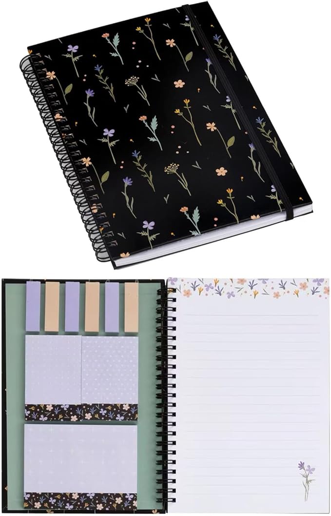 A5 Spiral Sticky Notebook,with 9 pads of decorated sticky notes and a handy notebook,Note Pads Teacher Appreciation Gift Writing Memo Pads School Office Supplies and Daily Life Organization (Chloris)
