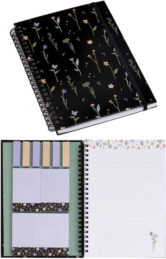 A5 Spiral Sticky Notebook,with 9 pads of decorated sticky notes and a handy notebook,Note Pads Teacher Appreciation Gift Writing Memo Pads School Office Supplies and Daily Life Organization (Chloris)