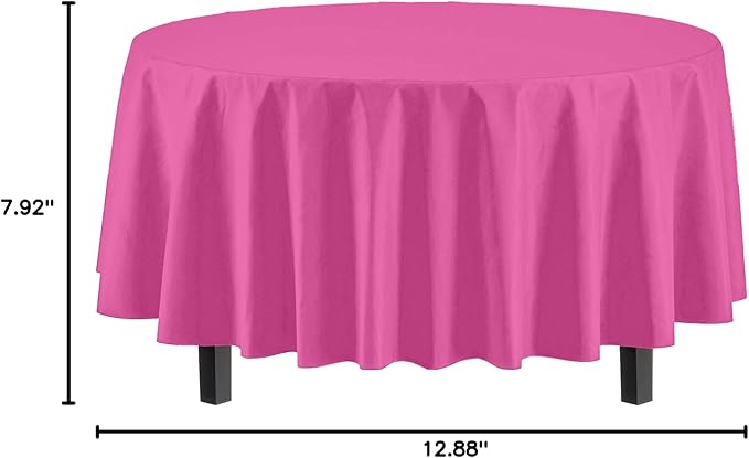 Exquisite 12-Pack Premium Plastic 84-Inch Round Tablecloth - Cerise
