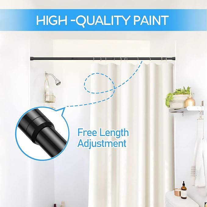 1 Pack Spring Tension Rods 33-59 Inches, 5/8 Inch Diameter Black No Drill Spring Loaded Adjustable Extendable, Small Short Tension Curtain Rod for Windows Kitchen Doorway Closet Cupboard
