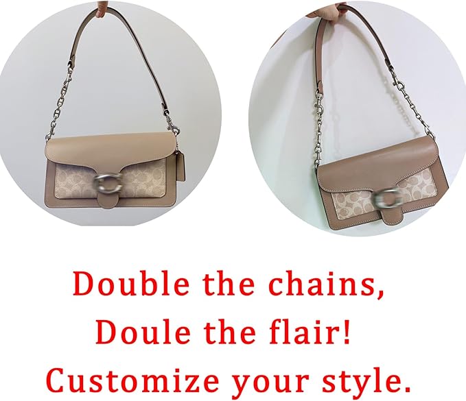 2Pcs Purse Strap Extender, Woman Bag Chain Extender, Shoulder Crossbody Purse Chain Extender for Tabby Nolita Silver (2 Strap Extender - Silver)