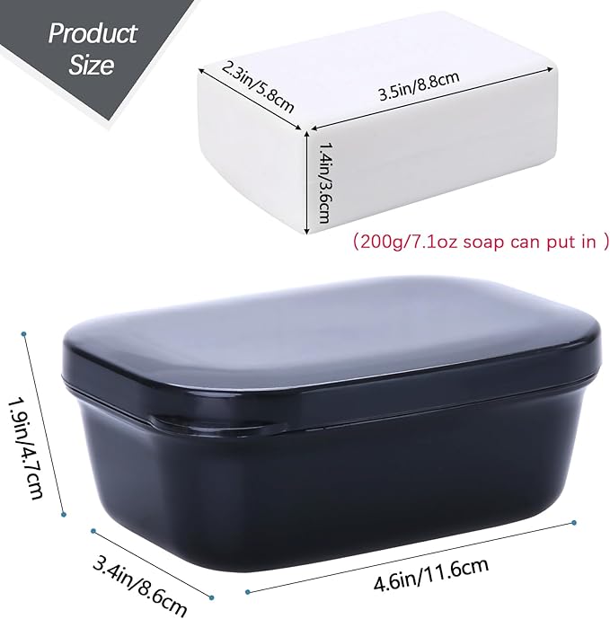 1 Pack Soap Travel Container Portable Soap Case Leakproof Soap Box Soap Saver Dish with Cover Plastic Soap Bar Holder for Camping Outdoor Bathroom Shower Gym Hiking Traveling（Black）